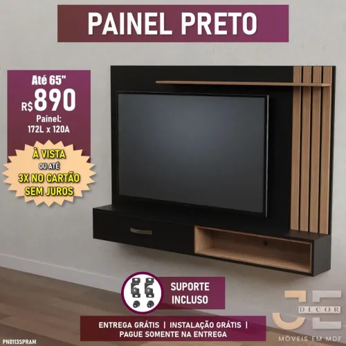 Painel até 65 polegadas em mdf 
