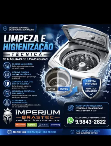Limpeza e Higienização Técnica em Máquinas de Lavar Roupas Brastemp Consul Electrolux