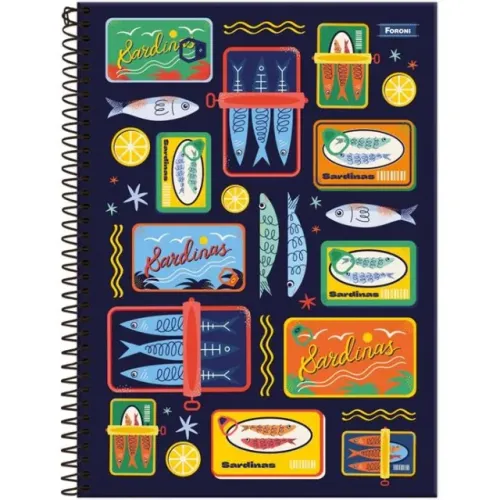 Caderno 1x1 Capa Dura Mid Masculino 80 fls. - Foroni