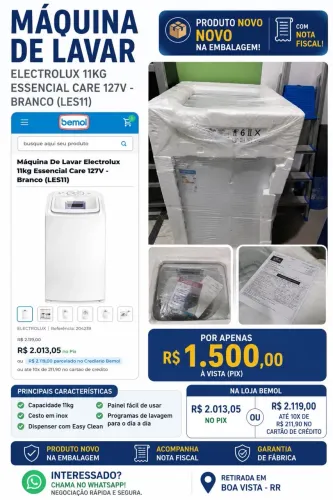 Máquina de Lavar Electrolux 11kg LES11 Nova Lacrada c/ Nota Fiscal - R$ 1.500