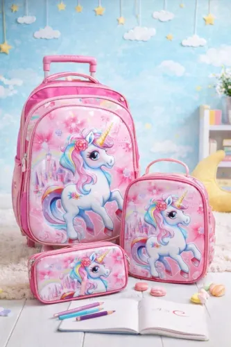 Kit mochila com rodinhas infantil