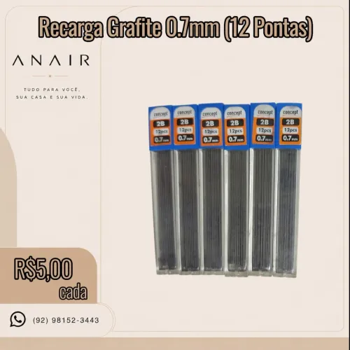Recarga Grafite 0.7mm (12 pontas)