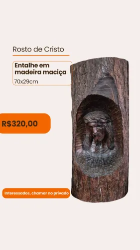 Entalhe em madeira - Rosto de Cristo