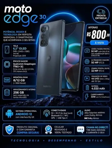 VENDO MOTO EDGE 30 NOVINHO E COMPLETO