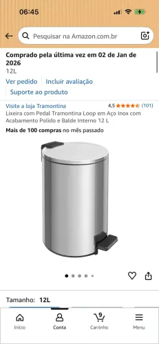 Lixeira Tramontina 12 litro nova