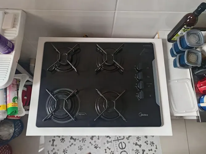 Fogão Cooktop Midea 4 bocas + balcão
