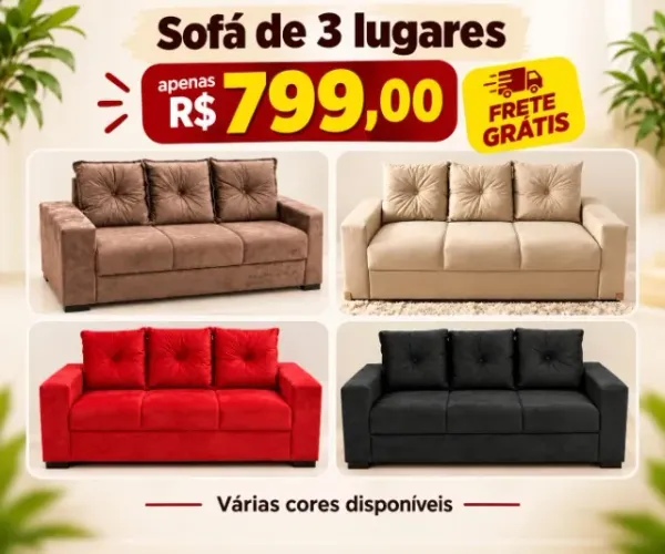 Mega promoção de  Sofa 3 lugares com Almofadas!!
