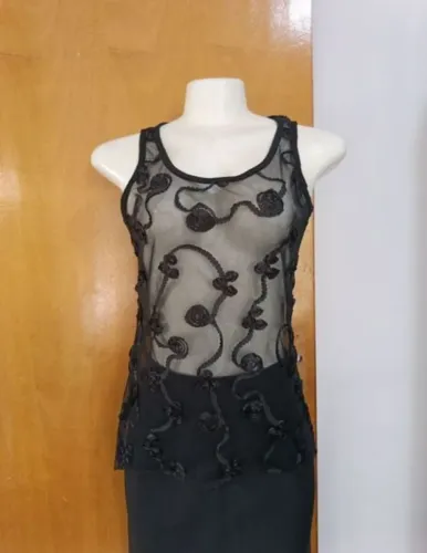 blusa donna queen preta m seminovo