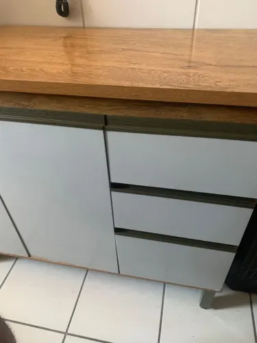 Balcao Cozinha Bege e Marron com Gavetas 1,10 x 0,45
