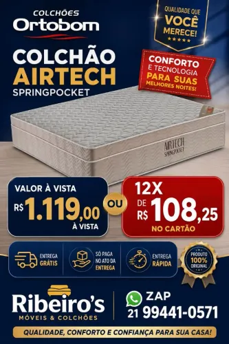 Colchão Airtech SpringPocket Molas Ensacadas Casal - 138x188x25<br>