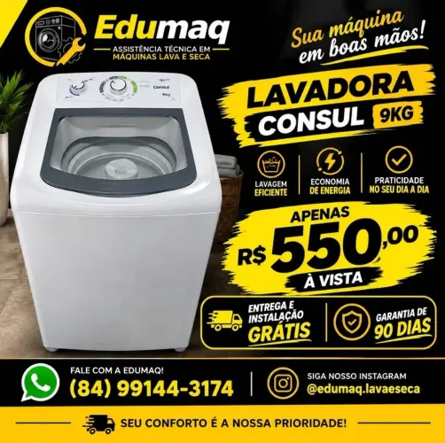 MÁQUINA LAVADORA CONSUL 9KG ? SEMINOVA ? 90 DIAS DE GARANTIA