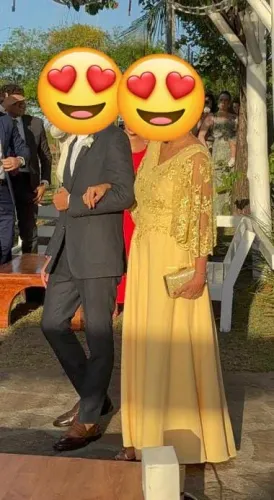 Vestido de festa, casamento, mãe noivo/noiva. Crepe/renda bordada