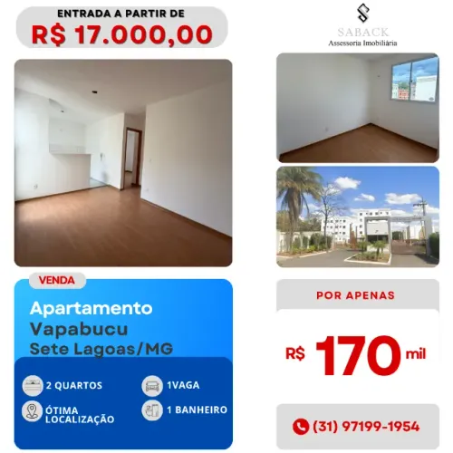 Entrada Reduzida - Apartamento à venda em Sete Lagoas 