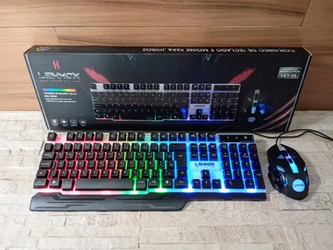 Kit Teclado e Mouse Gamer Led Rgb Semi Mecânico