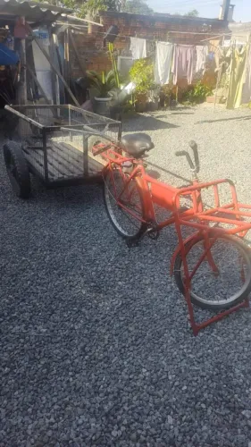 Bicicleta cargo e carrinho