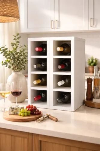 Adega para 8 Garrafas em MDF Branco - 60 x 30 x 30 cm