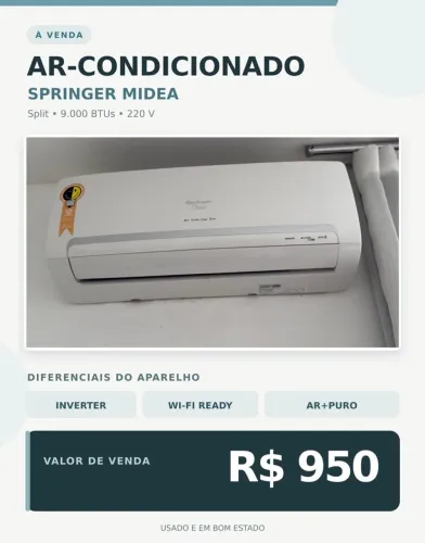 Ar condicionado 9.000 BTUS