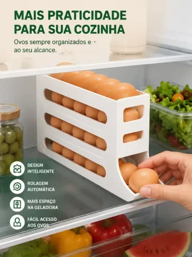 Porta Ovos Automático Deslizante 20 a 30 Ovos