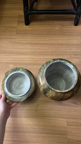 Peça Decorativo em Pedra-Sabão com Tampa - Peça Grande