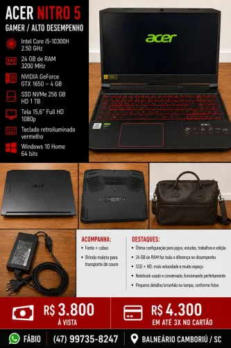 ? ACER NITRO 5 GAMER - i5 | 24GB RAM | GTX 1650 4GB | SSD + HD