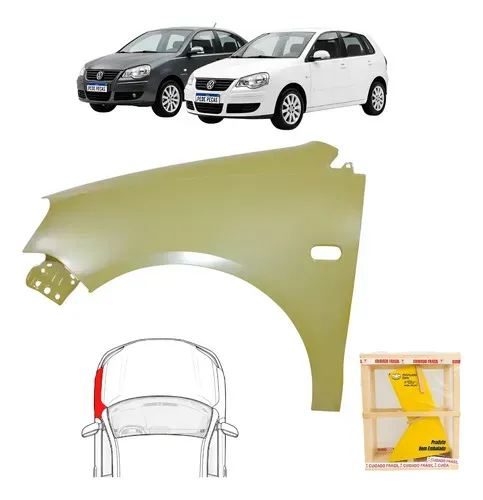 Paralama Vw Polo 2007 2008 2009 2010 2011 A 2014 C/furo Esquerdo / Motorista