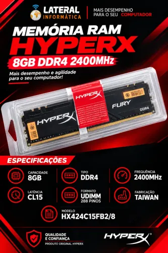 MEMORIA HyperX KINGSTON 8GB DDR4 COMPUTADOR 2400MHz