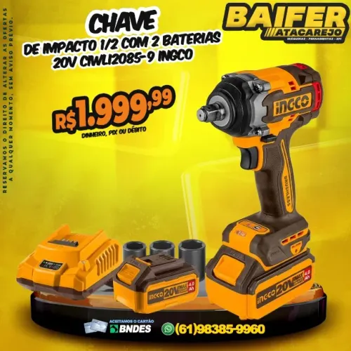Chave de Impacto 1/2 Com 2 Baterias 20v CIWLI2085-9 Ingco