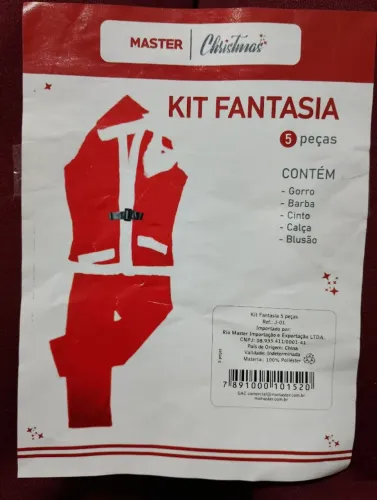 Fantasia de Papai Noel Master Christmas com 5 peças 