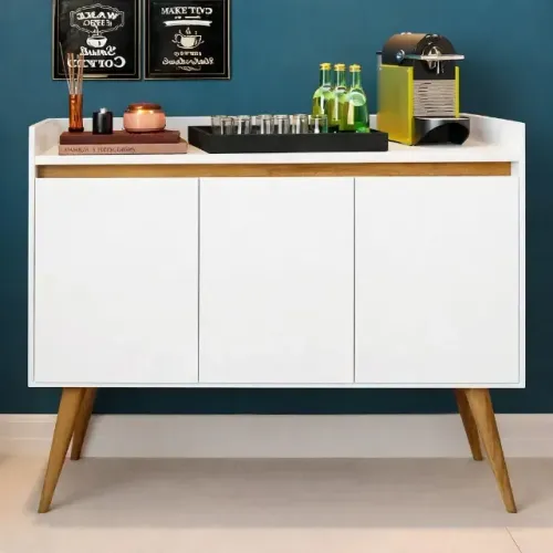 Buffet Gold com 3 portas Branco/Mel (Parcelamos em até 10X vezes sem juros)