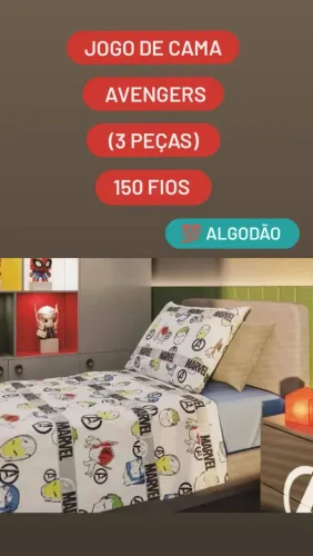 Jogo de cama Avengers (3 peças) 150 fios .