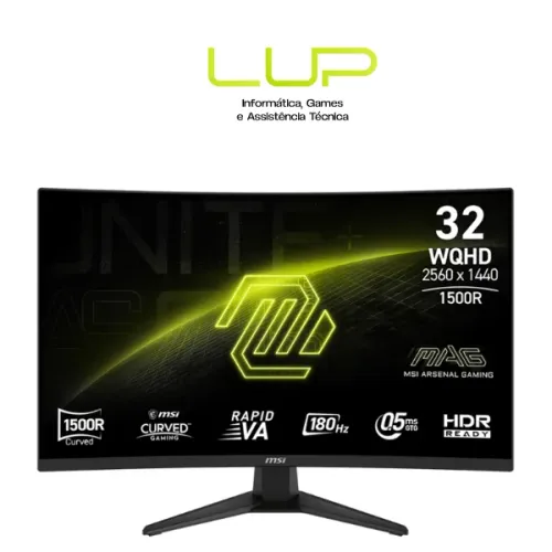 Monitor gamer curvo MSI 180hz MAG 321CQF, 32? (LOJA FÍSICA) Olá, Somos a Lup Informática