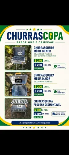 Churrasqueira Pequena Desmontável de Alumínio fundido com regulagem para a Grelha