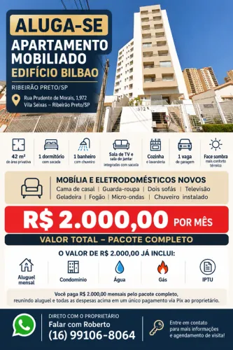 Aluga-se apartamento de 1 dormitório na Vila Seixas (Edifício Bilbao)