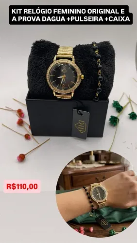 Kit Feminino Relógio Original e a Prova Dagua+Pulseira +Caixa e Garantia 