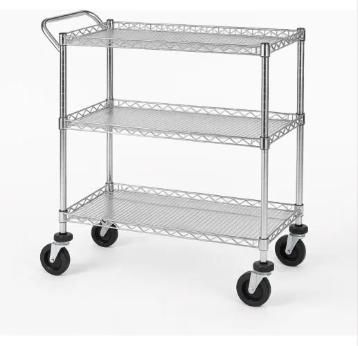 Carrinho Serviço Em Aço C/ 3 Prateleiras Ajustáveis E Rodas