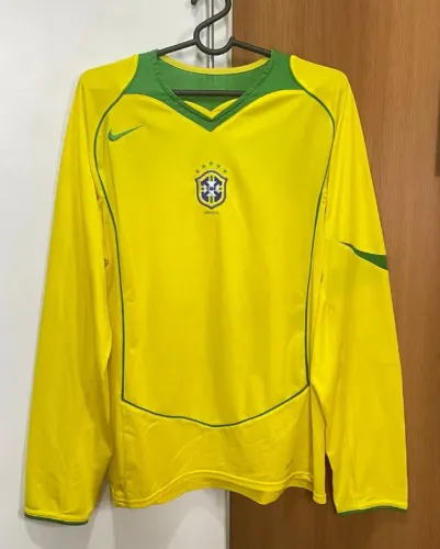 Camisa Brasil CBF Home 04-05 manga longa - Total 90 - original