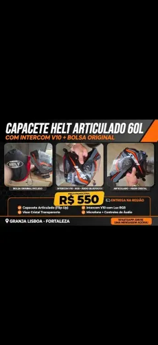 Vendo um lindo capacete helt novo na caixa e com a bolsa completa.