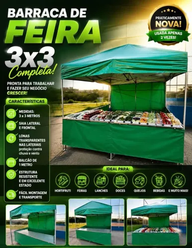 ? Barraca de Feira 3x3 Completa - Praticamente Nova! ?