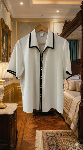 camisa elegante branco off com detalhes em preto & botões perolados