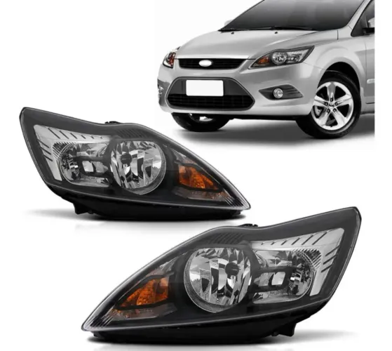 Par Farol Focus 2009 10 11 12 13 Foco Duplo Mascara Negra