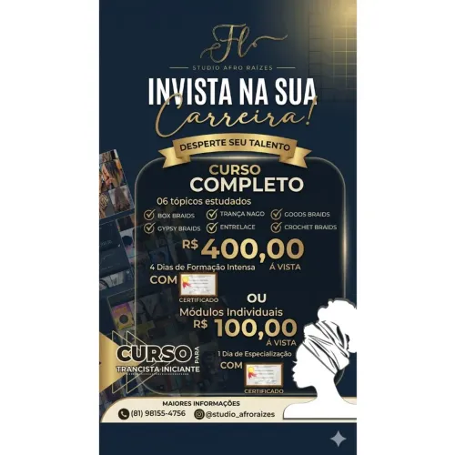 Curso trancista iniciante ao avançado