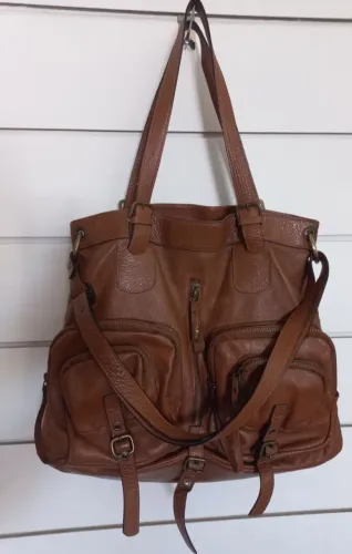 Bolsa Smartbag de Couro Legítimo Marrom - Modelo Vintage Multi Bolsos