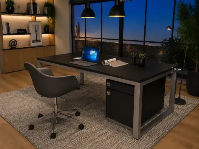 Mesa Executiva Thick Wood Deluxxe. L200cm x P100cm x A74cm