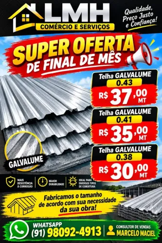 Super oferta de telhas GALVALUME