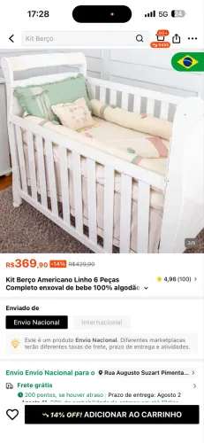 Vende se kit berço novo sem uso