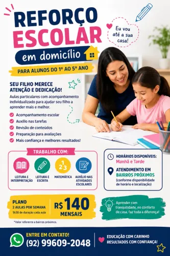 Aula de reforço a domicílio