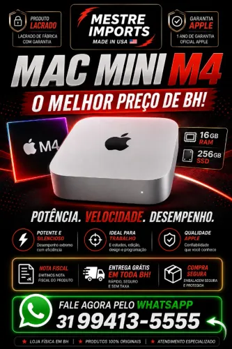 Mac Mini M4 16GB RAM 256GB SSD Pronta Entrega Belo Horizonte