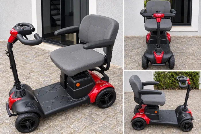 Cadeira de Rodas Motorizada Ottobock Scott S 136Kg Dobrável Vermelha