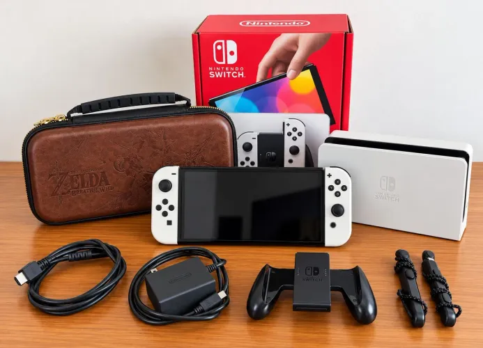 Nintendo Switch OLED Branco Impecável Completo + Case Zelda