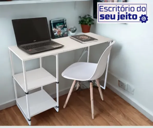 Escrivaninha 1,1m NOVA Mesa Estilo Industrial Multiuso Notebook Escritório Computador Birô